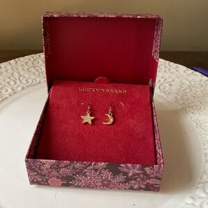 Lucky Brand Gold Star and Crescent Earrings